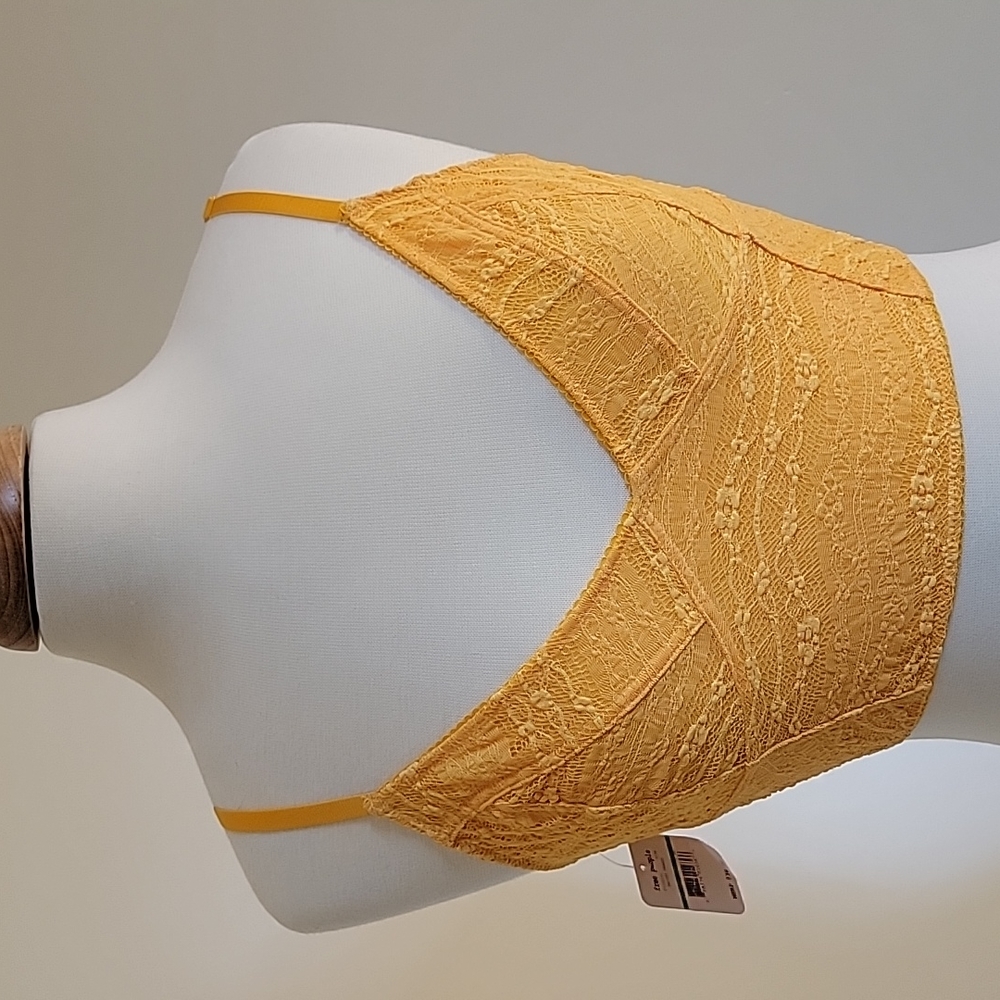 NWT Free People Bright Orange Lace Longline Triangle Bralette Size:L